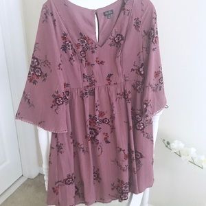 Bell Sleeve Boho Purple Dress